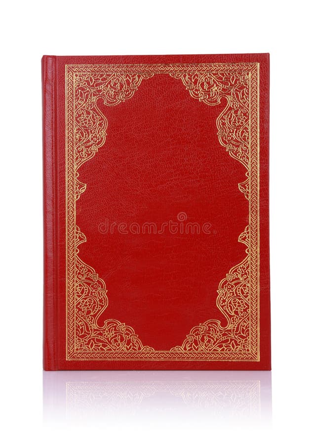 Old red book with gold color ornament on cover