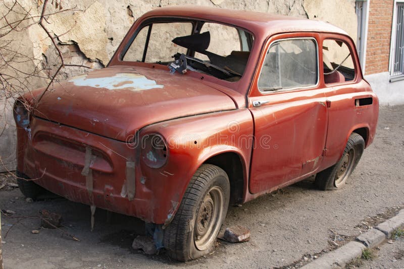 Old Red Car in the Center of Tbilisi, Stock Photo Image of