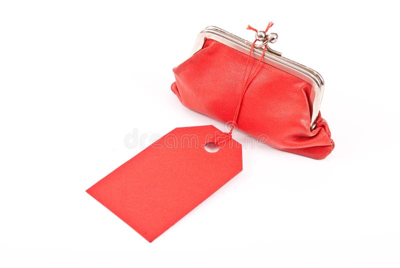 Old red purse with tag