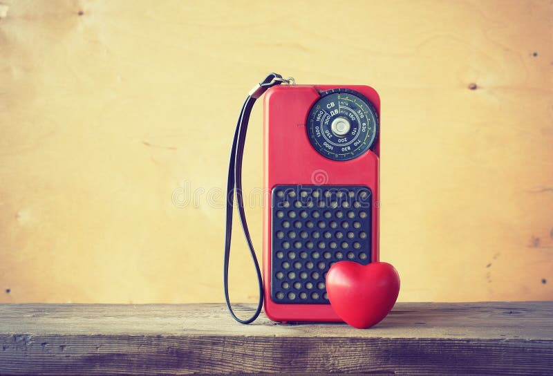 Old red radio and heart