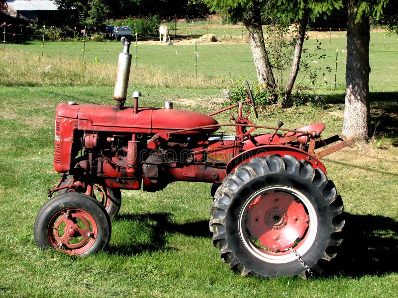 Old Red Tractor stock photo. Image of horsepower, motor 3259412