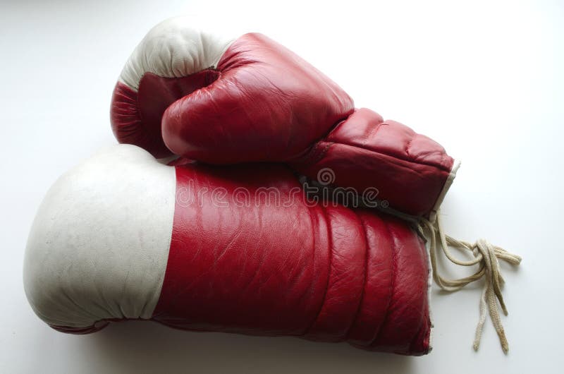 Old Red and White Boxing Gloves Stock Photo Image of boxing, light