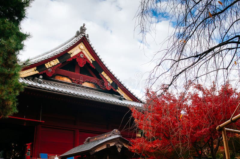 Old red wooden building of Kiyomizu Kannon-do shrine in Ueno park, Tokyo stock photo Old red wooden building of Kiyomizu Kannon-do shrine in Ueno park, Tokyo stock photo
