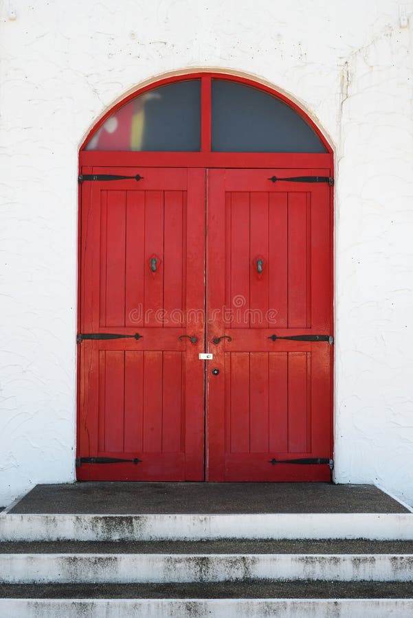 Old red wooden door