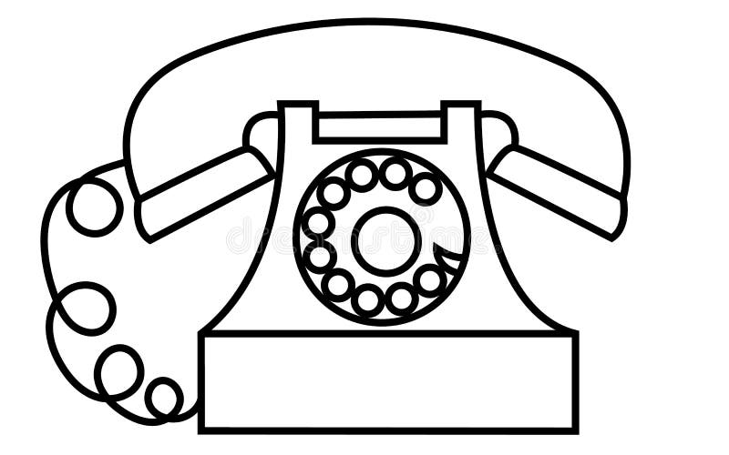 Old Retro Antique Vintage Hipster Black And White Disc Telephone With A Pipe Drawn By A Stroke On A White Background Stock Vector Illustration Of Information Graphic