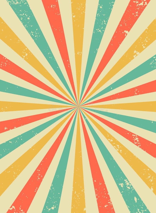 Old retro background with rays and explosion imitation. Vintage starburst pattern with bristle texture. Circus style. flat vector illustration