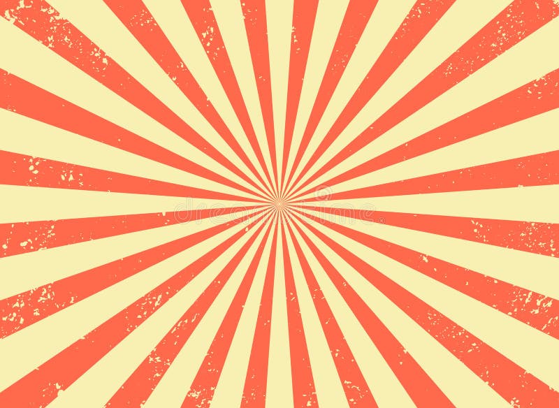 Old retro background with rays and explosion imitation. Vintage starburst pattern with bristle texture. Circus style. flat vector illustration