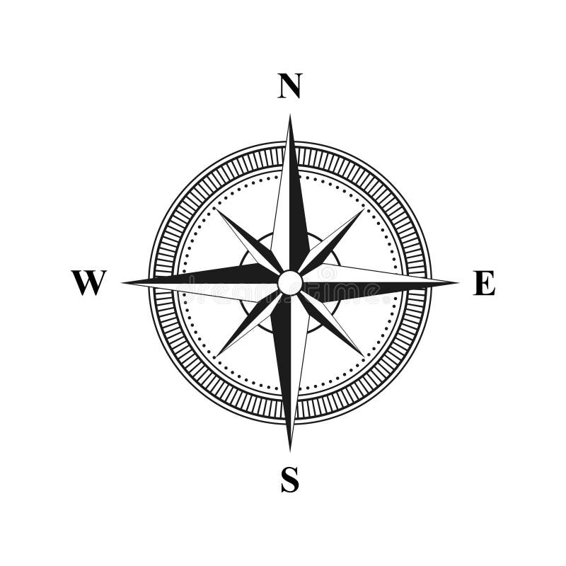 Old Retro Compass for Navigating Black. Flat Vector Illustration EPS 10 ...