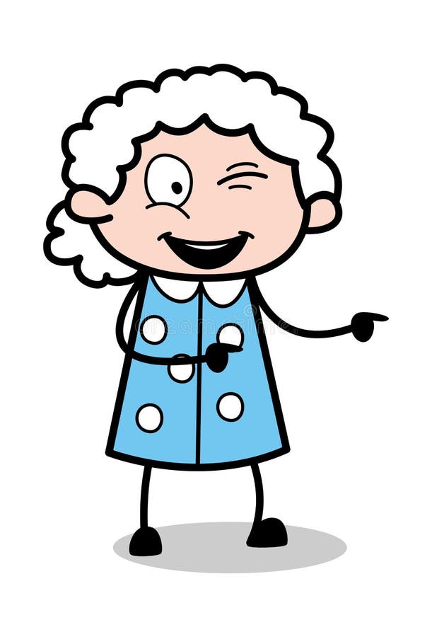 Naughty Winking Eye - Old Cartoon Granny Vector Illustration Stock  Illustration - Illustration of glad, joyful: 148869400
