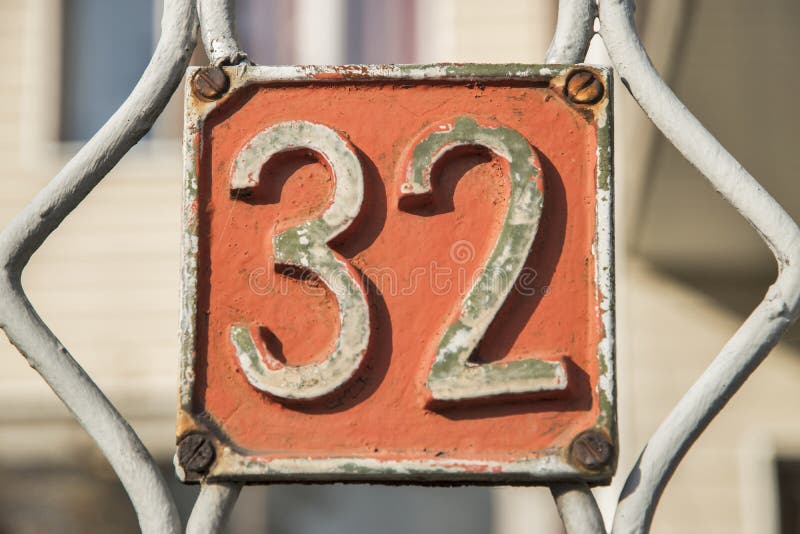Old Retro Cast Iron Plate Number 32 Stock Image Image of digit, metal 261259291