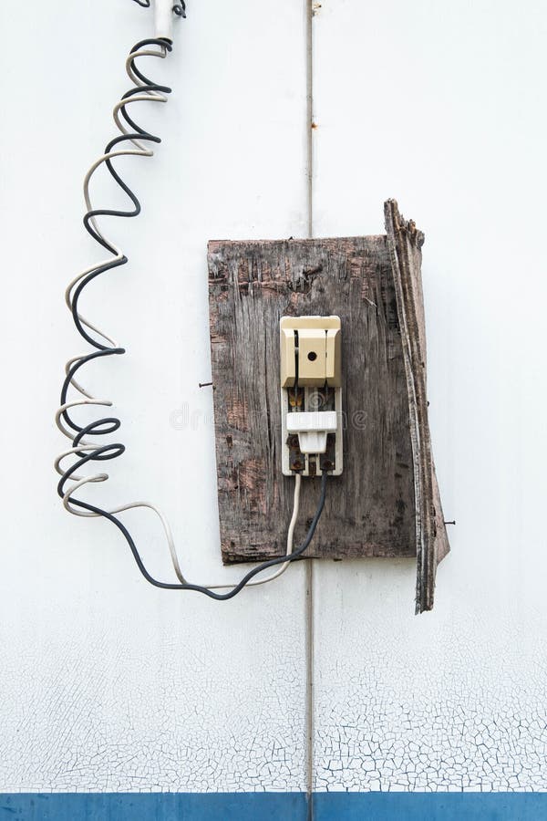 Old Retro Wooden Electric Switch Stock Image Image of component