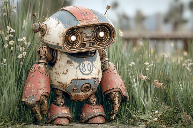 Old robot, vector illustration.