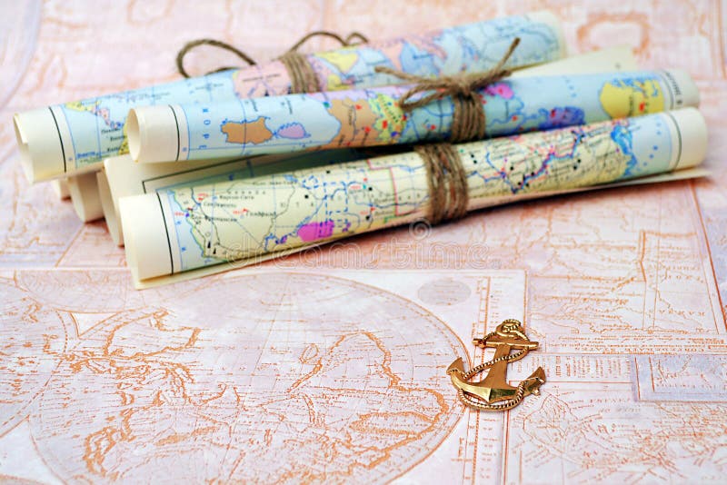 Old rolled maps stock photo. Image of exploration, unrolled - 47367110