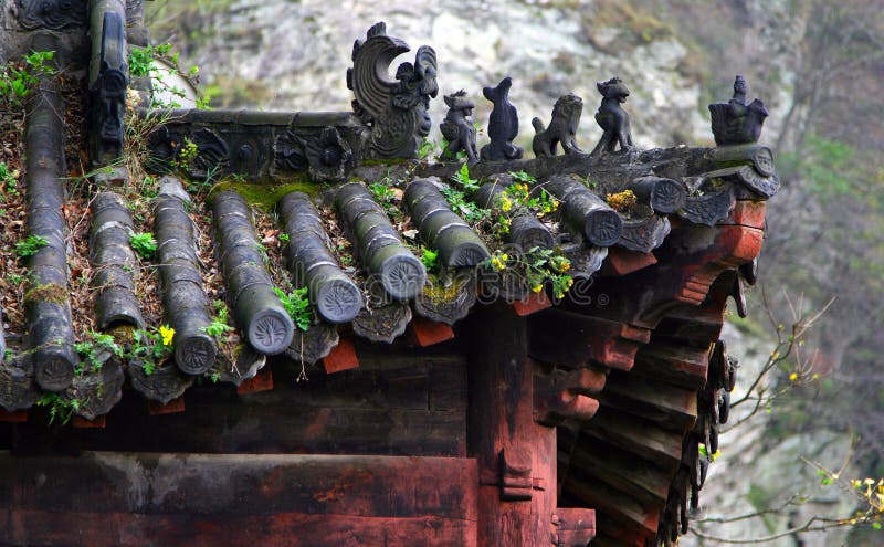 Old roof of chinese temple, Wudang Mountains, China