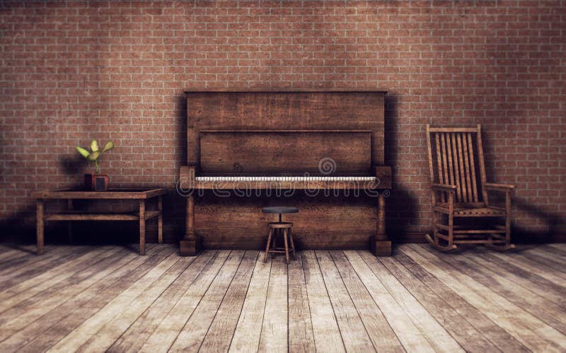 Old Room with Piano Background Stock Illustration - Illustration of wood,  shabby: 17869565