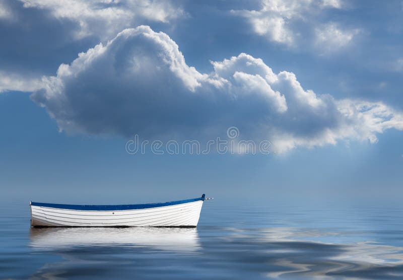 Old Rowing Boat Marooned At Sea Stock Photo - Image of ...