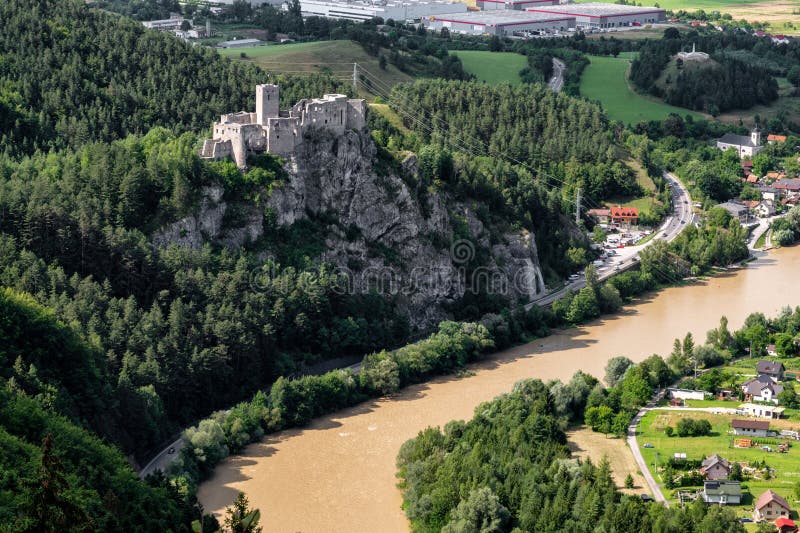 Old ruins of historic Stracno castle in Slovakia