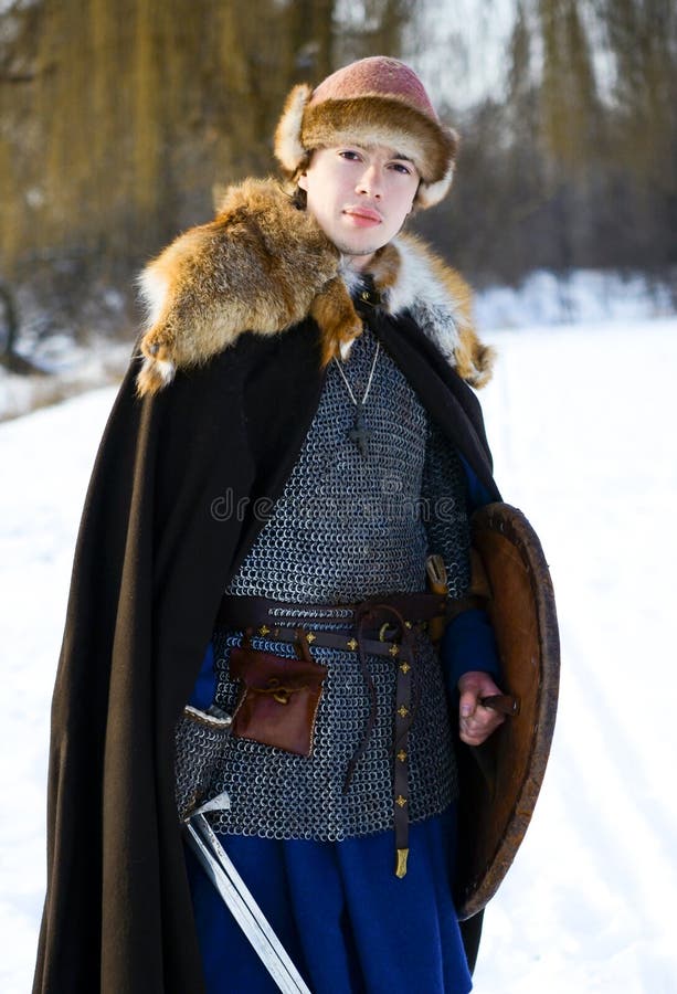 Old Russian Warrior Historical Reconstructor Stock Photo - Image of ...
