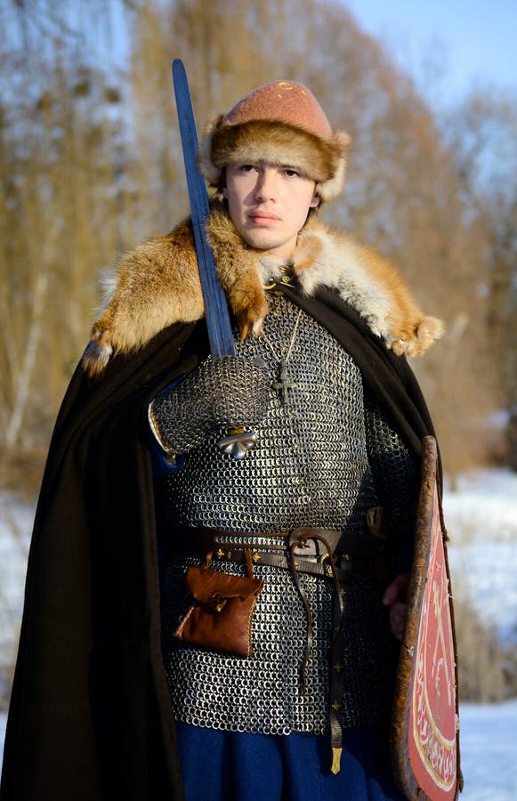 Old Russian Warrior Historical Reconstructor Stock Photo - Image of ...