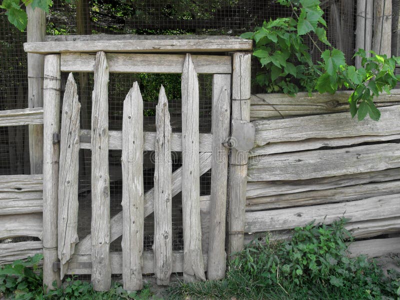 Old rustic wood post country gate