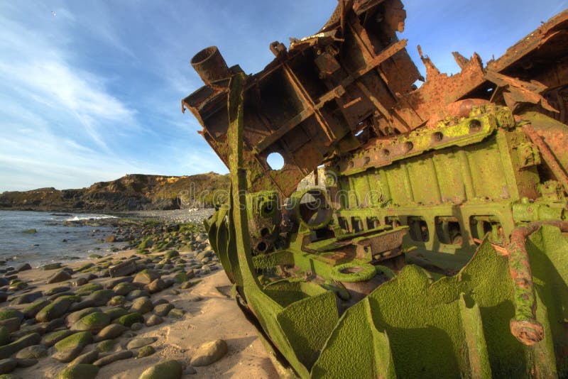 Old rusting wreck ship.