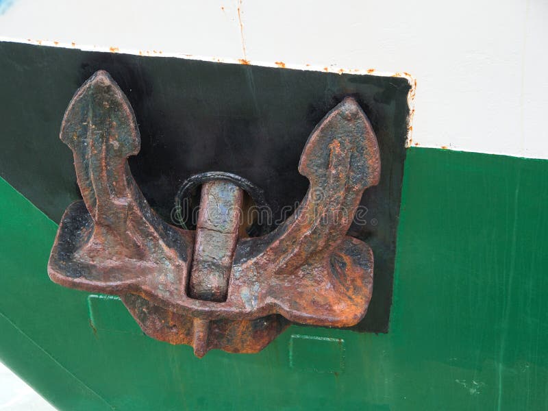 An Old Rusty Anchor Attached To a Fishing Boat Stock Image Image of