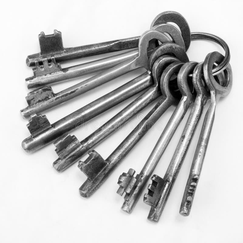 Old rusty bunch of keys royalty free stock image.