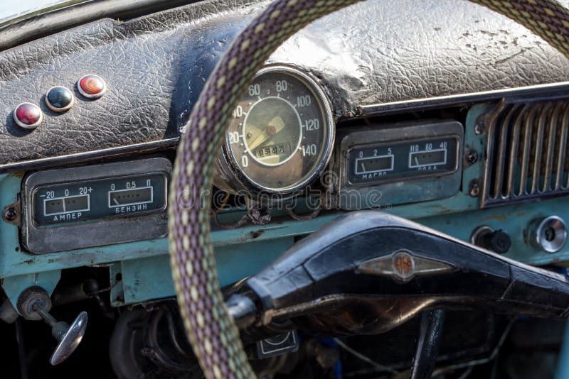 Old rusty car dashboard stock photo. Image of speedometer 57811180