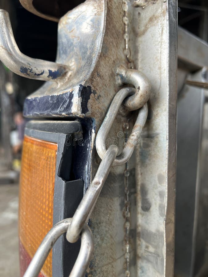 Old rusty chain lock stock image