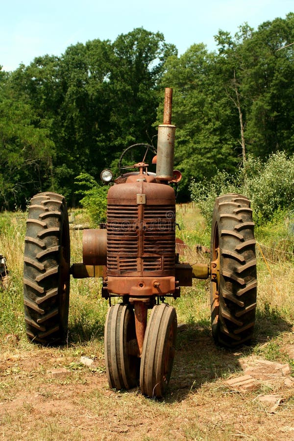 Old rusty farm tractor
