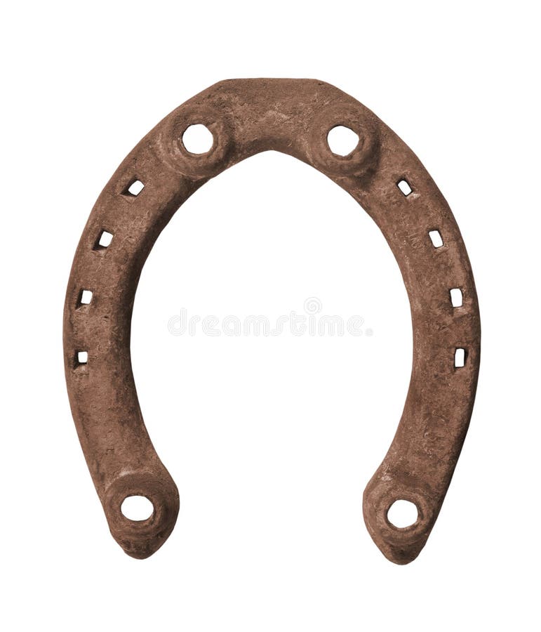 Old rusty horseshoe isolated