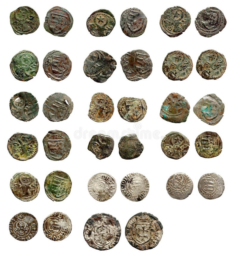 Old rusty medieval european coins