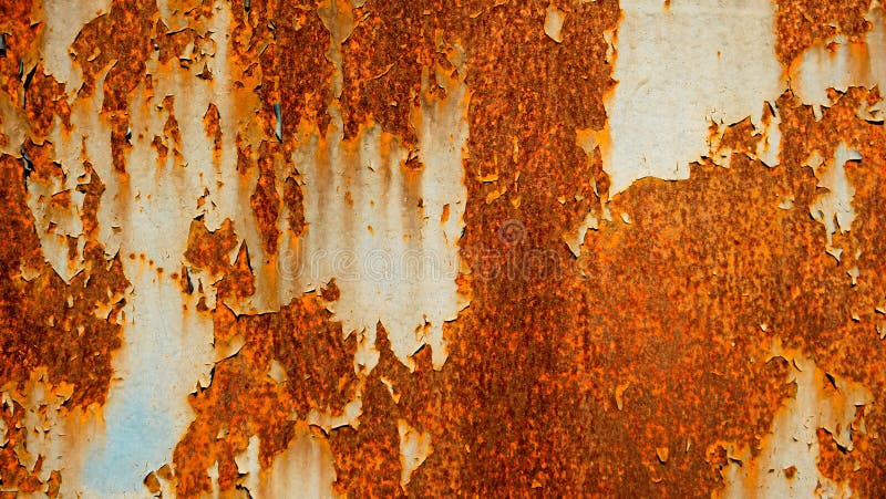 Old rusty metal sheet abstract background, rust on painted weathered steel sheet