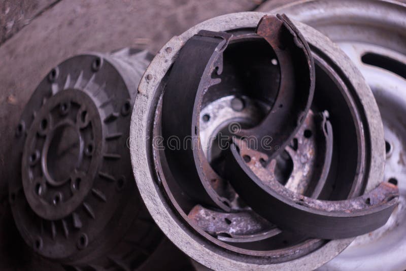 Old rusty parts brakes car stock photo. Image of destruction 55366454
