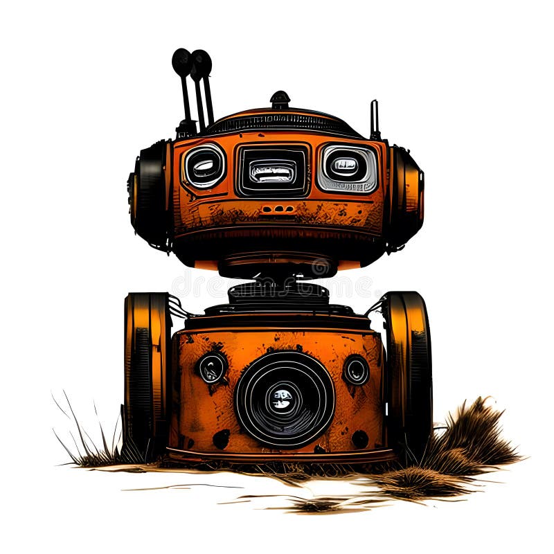 Old rusty robot on the scrapheap royalty free illustration