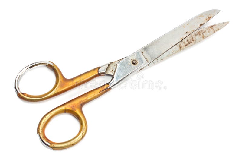 Old Rusty Scissors and Needle Sewing Tools Stock Image Image of