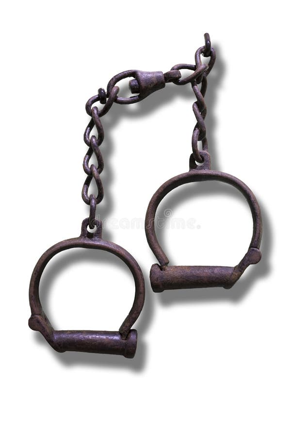Old rusty shackles. Slave trade concept