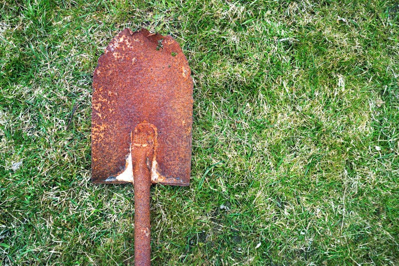 Rusty Shovel Standing Against Old Wall Stock Image Image of plant