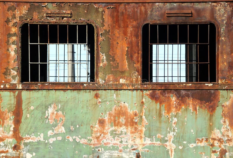 Old rusty train cars