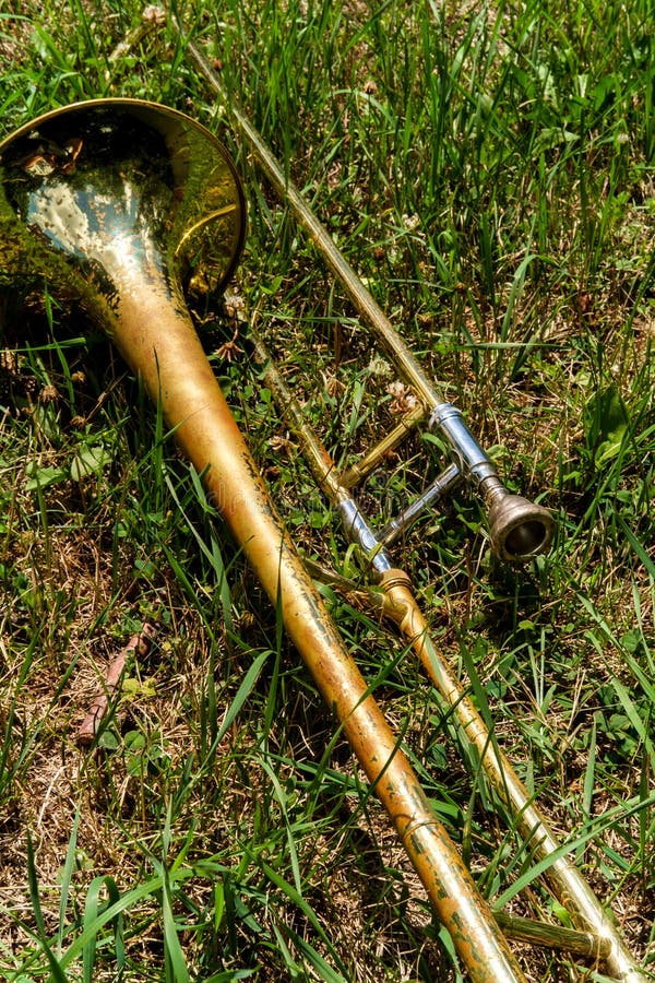 old-rusty-trombone-lays-grass-field-music-festival-rusty-trombone-music-festival-192613537.jpg