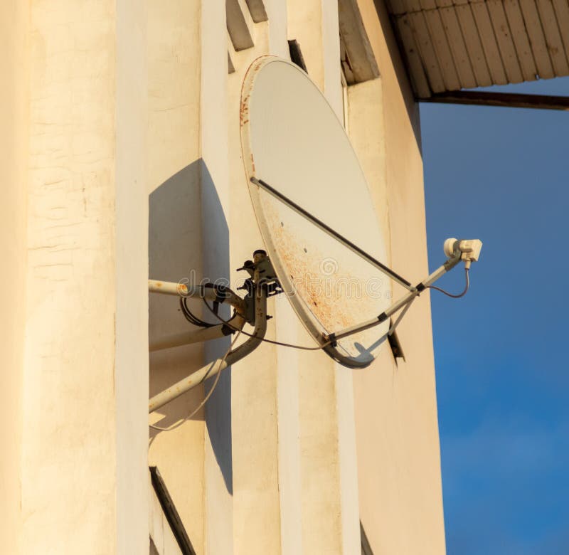 An Old Satellite Dish on the Wall Stock Image Image of home, wall