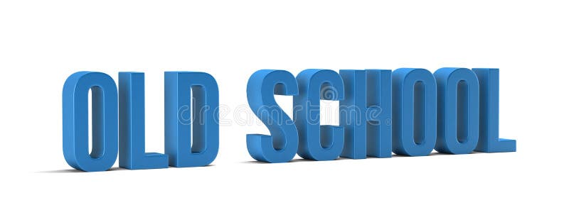 Old School word. 3D Render illustration in white background stock illustration