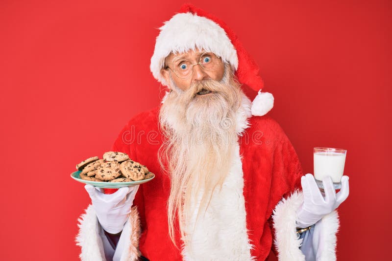 plump golden-haired aged eating santa claus