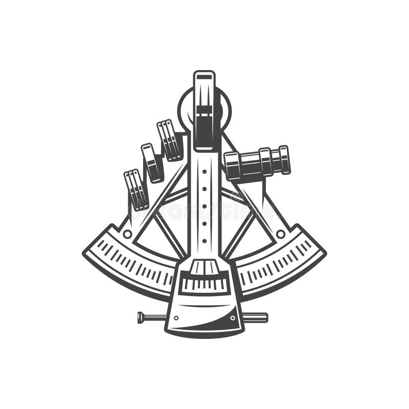 Old sextant isolated marine navigation instrument stock illustration