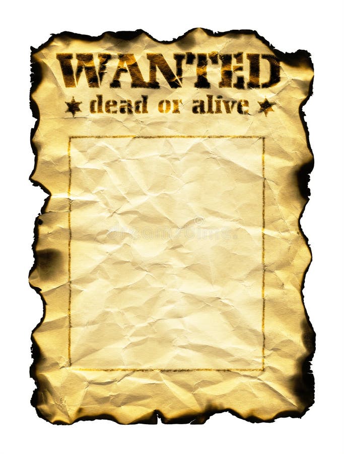 Old Sheet Of Paper With Words Wanted Dead Or Alive Stock Photo - Image