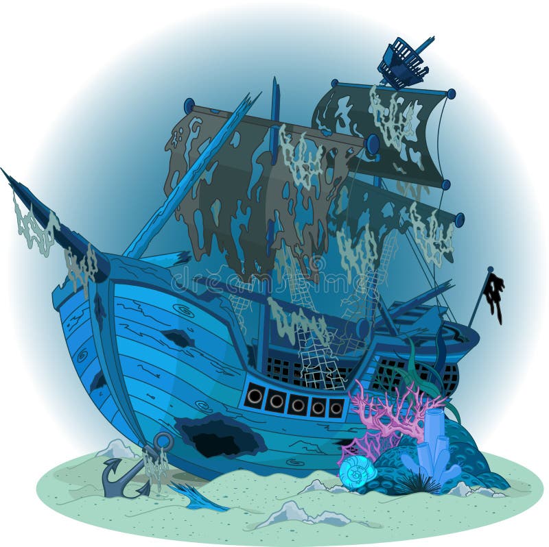 Old ship background vector illustration