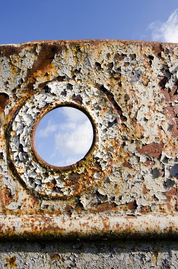 Old ship rusty fragment and sky stock photos