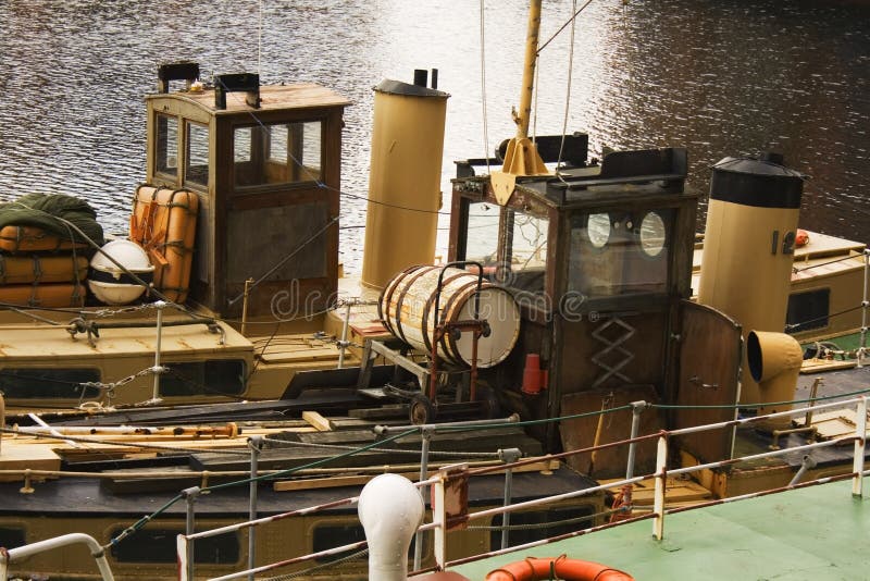 Old ships in dock stock photography