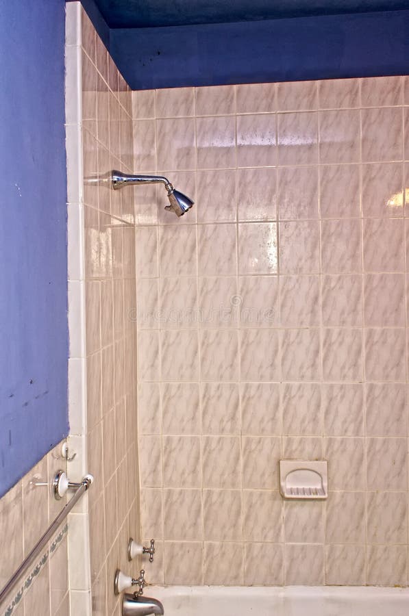 Old shower and tub stock photo. Image of closet, white 6726694