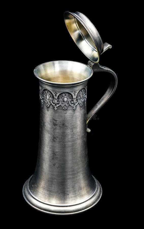 An Old Silver Beer Mug with a Lid Stock Photo Image of celebration